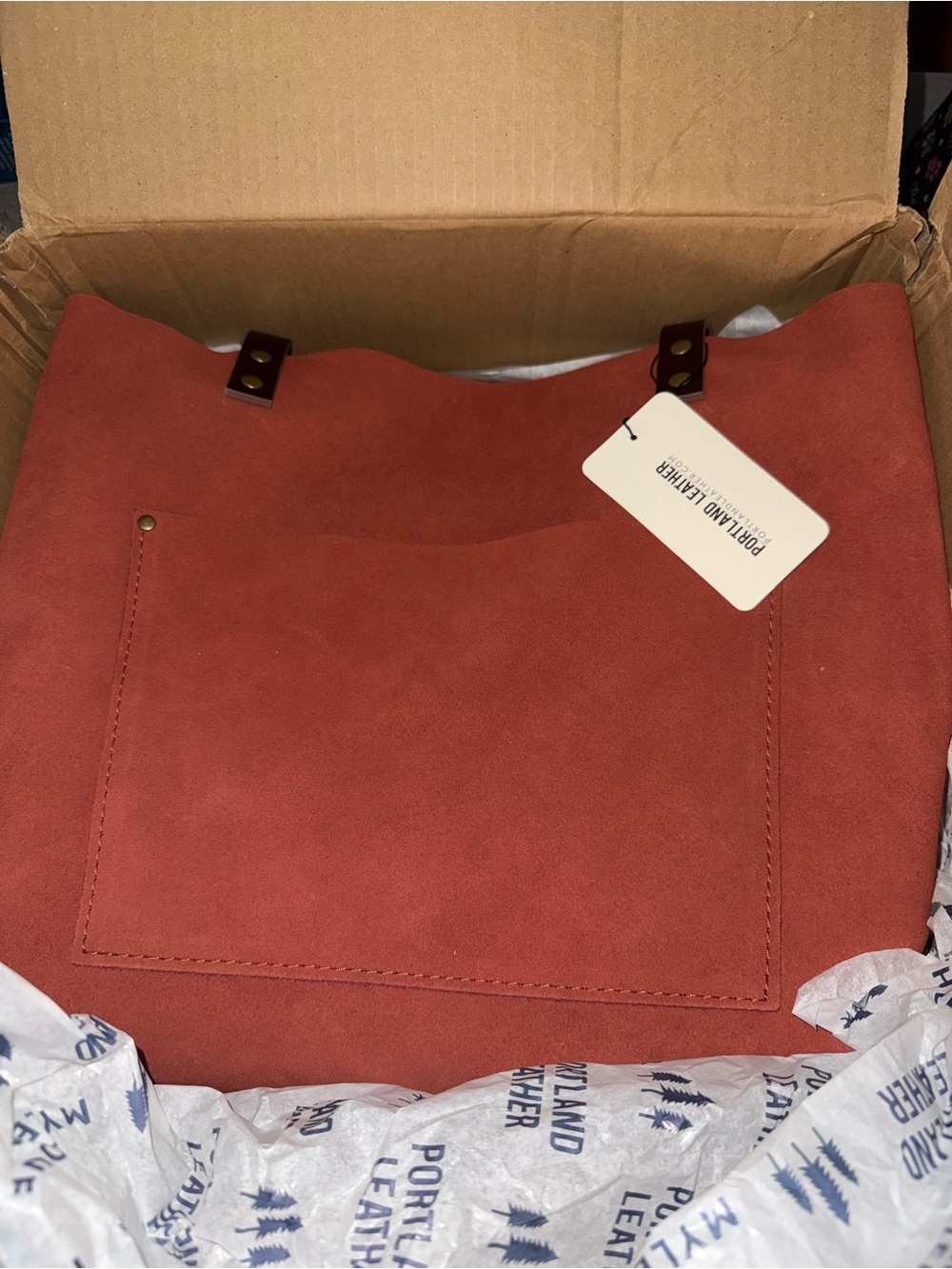 Portland Leather Large Classic Tote in Cinnabar (suede)